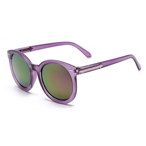Purple Round Arrow Arm Mirror Polarized Lens Sunglasses